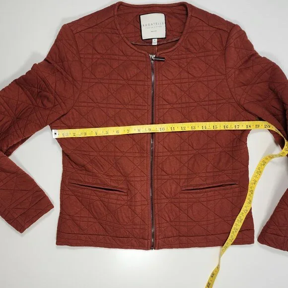 Bagatelle Collection Quilted Jacket Rust Zip Front Size M - Picture 8 of 11